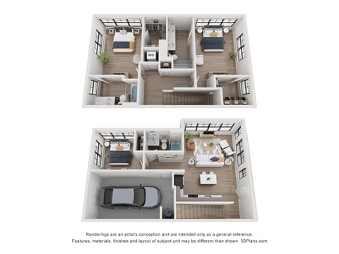 Floor plan for 3 beds, 2 baths, 1603 sqft
